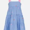 Accessorize Angels Floral Embroidered Chambray Dress