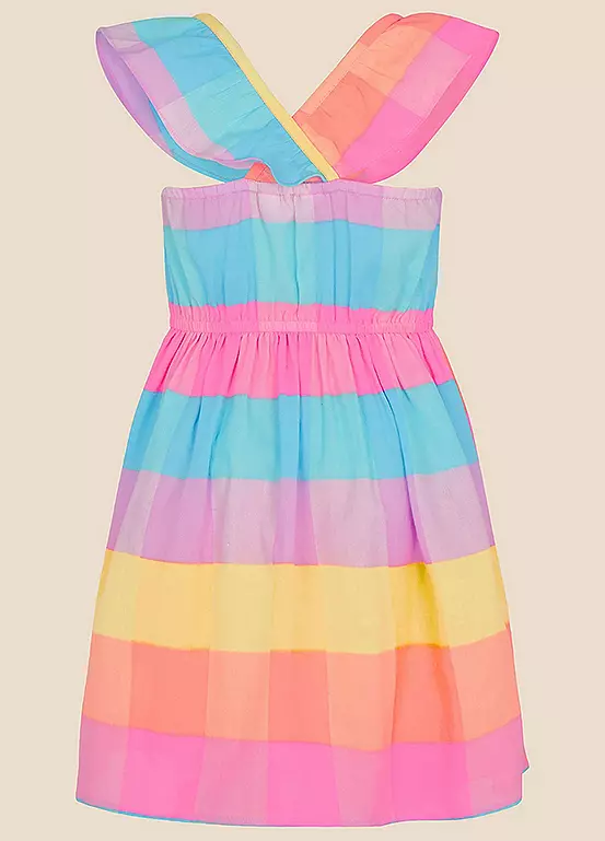 Accessorize Kids Frill Sleeve Check Dress 2 Accessorize Kids Frill Sleeve Check Dress - Image 2