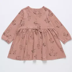 Artie Dusty Pink All Over Cute Rabbit & Friends Printed Occasion Dress In A Gift Box