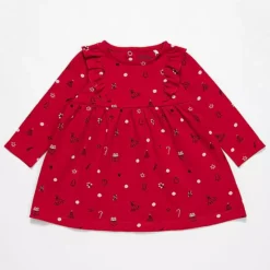 Artie Red Long Sleeve Christmas Dress With Ruffles In A Gift Box