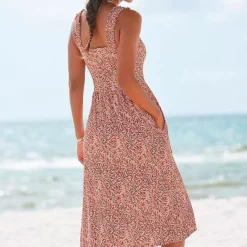 Beachtime All-Over Leaf Printed Jersey Dress -Outlet Seraph Dress Store Beachtime All Over Leaf Printed Jersey Dress77150222FRSP