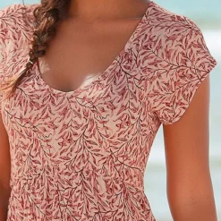 Beachtime Leaf Printed Jersey Dress -Outlet Seraph Dress Store Beachtime Leaf Printed Jersey Dress56168028FRSP W01