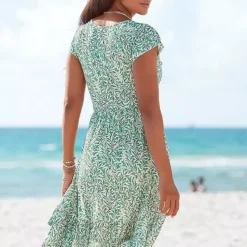 Beachtime Leaf Printed Jersey Dress -Outlet Seraph Dress Store Beachtime Leaf Printed Jersey Dress74426128FRSP W01