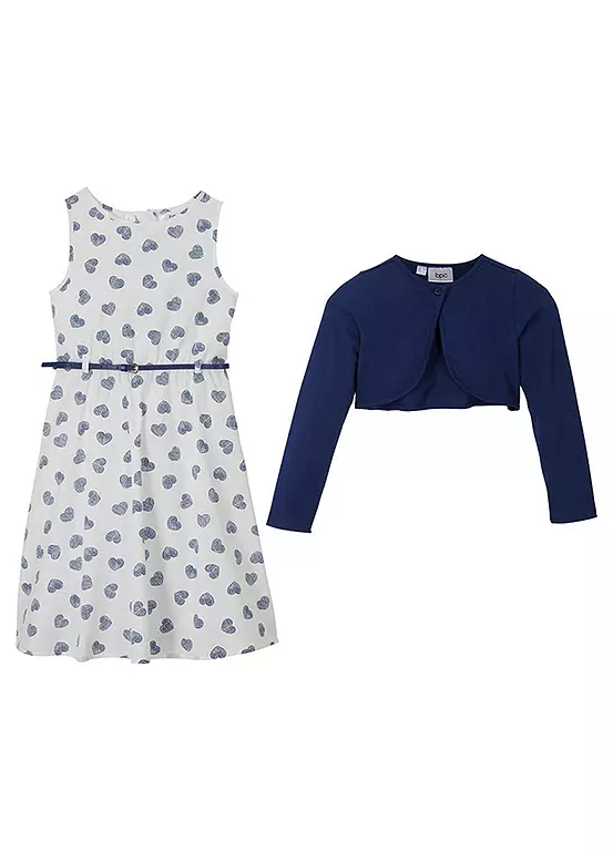 Bonprix Kids Heart Print Dress, Bolero & Belt 5 Bonprix Kids Heart Print Dress, Bolero & Belt - Image 5