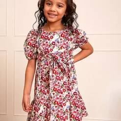 Chi Chi London Girls Tie Detail Floral Day Dress