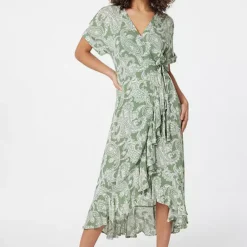 Izabel London Paisley Print Wrap Midi Dress