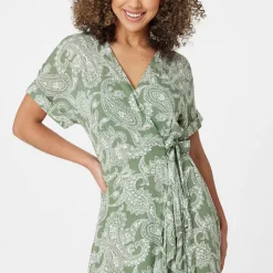 Izabel London Paisley Print Wrap Midi Dress -Outlet Seraph Dress Store Izabel London Paisley Print Wrap Midi Dress49C793FRSP W02