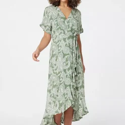 Izabel London Paisley Print Wrap Midi Dress -Outlet Seraph Dress Store Izabel London Paisley Print Wrap Midi Dress49C793FRSP W04