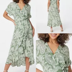 Izabel London Paisley Print Wrap Midi Dress -Outlet Seraph Dress Store Izabel London Paisley Print Wrap Midi Dress49C793FRSP W06