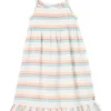 Joules Lucia White Multi Stripe Dress