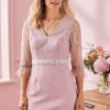 Kaleidoscope Blush Sequin And Feather Detail Dress