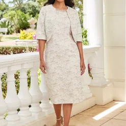 Kaleidoscope Champagne Jacquard Embellished Dress And Jacket -Outlet Seraph Dress Store Kaleidoscope Champagne Jacquard Embellished Dress and Jacket13H558FRSP W01