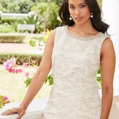 Kaleidoscope Champagne Jacquard Embellished Dress And Jacket -Outlet Seraph Dress Store Kaleidoscope Champagne Jacquard Embellished Dress and Jacket13H558FRSP W03