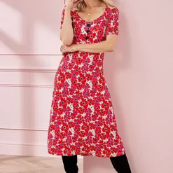 Kaleidoscope Floral Button Tea Dress -Outlet Seraph Dress Store Kaleidoscope Floral Button Tea Dress13S086FRSP W01