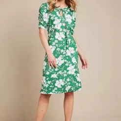 Kaleidoscope Green Floral Print Dress -Outlet Seraph Dress Store Kaleidoscope Green Floral Print Dress62G981FRSP W01
