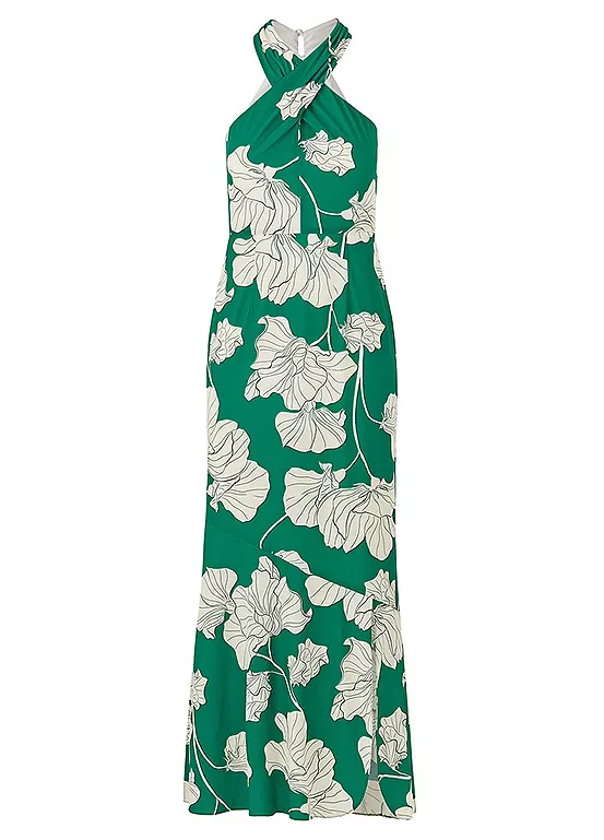 Kaleidoscope Green Floral Print Jersey Maxi Dress 2 Kaleidoscope Green Floral Print Jersey Maxi Dress - Image 2
