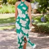 Kaleidoscope Green Floral Print Jersey Maxi Dress