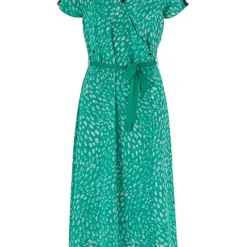 Kaleidoscope Green Spot & Floral Reversible Wrap Midi Dress -Outlet Seraph Dress Store Kaleidoscope Green Spot Floral Reversible Wrap Midi Dress65G103FRSC W01
