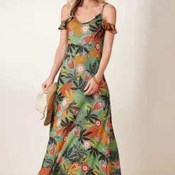 Kaleidoscope Green Tropical Cold Shoulder Maxi Dress -Outlet Seraph Dress Store Kaleidoscope Green Tropical Cold Shoulder Maxi Dress13S350FRSP W01