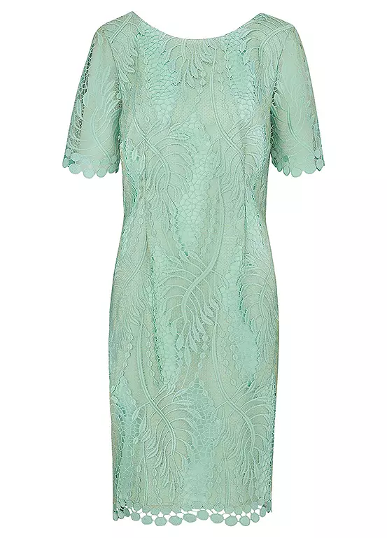 Kaleidoscope Mint/Gold Metallic Lace Shift Dress 2 Kaleidoscope Mint/Gold Metallic Lace Shift Dress - Image 2