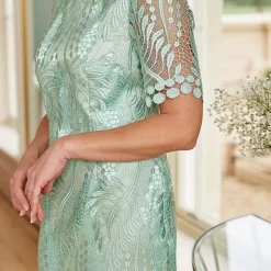 Kaleidoscope Mint/Gold Metallic Lace Shift Dress 12 Kaleidoscope Mint/Gold Metallic Lace Shift Dress -Outlet Seraph Dress Store Kaleidoscope Mint Gold Metallic Lace Shift Dress64R069FRSP W04