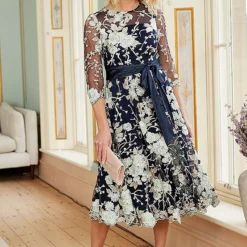 Kaleidoscope Navy Embrodiered Prom Dress -Outlet Seraph Dress Store Kaleidoscope Navy Embrodiered Prom Dress17S571FRSP W01