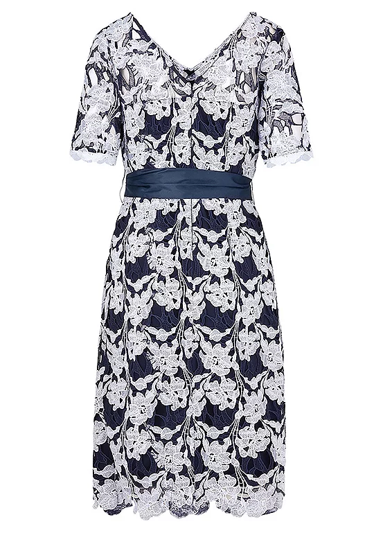 Kaleidoscope Navy Lace Sash Dress 7 Kaleidoscope Navy Lace Sash Dress - Image 7