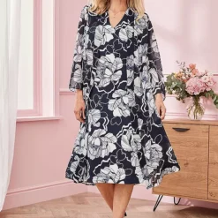 Kaleidoscope Navy Print Scuba Dress And Pleat Back Jacket -Outlet Seraph Dress Store Kaleidoscope Navy Print Scuba Dress and Pleat Back Jacket64K764FRSP W01