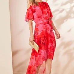 Kaleidoscope Pink Floral Print Hi Low Hem Dress 14 Kaleidoscope Pink Floral Print Hi Low Hem Dress -Outlet Seraph Dress Store Kaleidoscope Pink Floral Print Hi Low Hem Dress35B360FRSP W02