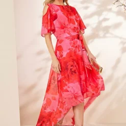 Kaleidoscope Pink Floral Print Hi Low Hem Dress 15 Kaleidoscope Pink Floral Print Hi Low Hem Dress -Outlet Seraph Dress Store Kaleidoscope Pink Floral Print Hi Low Hem Dress35B360FRSP W03