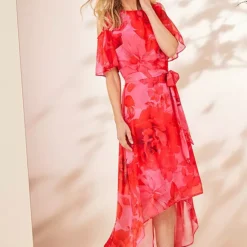 Kaleidoscope Pink Floral Print Hi Low Hem Dress 19 Kaleidoscope Pink Floral Print Hi Low Hem Dress -Outlet Seraph Dress Store Kaleidoscope Pink Floral Print Hi Low Hem Dress35B360FRSP W07