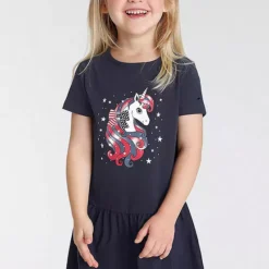 Kidsworld Unicorn Print Jersey Dress