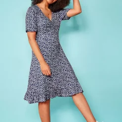 Love Mark Heyes Ditsy Print Jersey Tea Dress - Navy