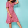 Love Mark Heyes Ditsy Print Jersey Tea Dress - Pink
