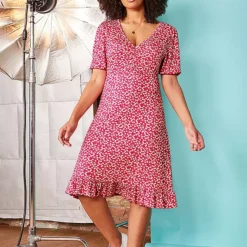Love Mark Heyes Ditsy Print Jersey Tea Dress - Pink -Outlet Seraph Dress Store Love Mark Heyes Ditsy Print Jersey Tea Dress Pink93X323FRSP W01