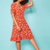 Love Mark Heyes Orange Floral Print Flippy Dress