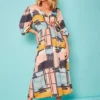Love Mark Heyes Printed Mock Wrap Midaxi Dress