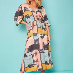 Love Mark Heyes Printed Mock Wrap Midaxi Dress