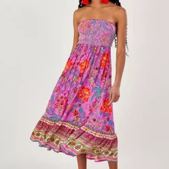 Monsoon Bandeau Palm Print Dress