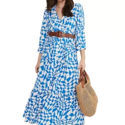 Phase Eight Penele Blue Geo Midaxi Dress -Outlet Seraph Dress Store Phase Eight Penele Blue Geo Midaxi Dress70W713FRSP W05