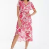 Quiz Pink Floral Chiffon Wrap Midaxi Dress