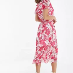 Quiz Pink Floral Chiffon Wrap Midaxi Dress -Outlet Seraph Dress Store Quiz Pink Floral Chiffon Wrap Midaxi Dress84T161FRSP W01