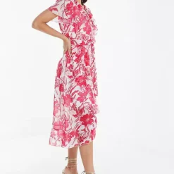 Quiz Pink Floral Chiffon Wrap Midaxi Dress -Outlet Seraph Dress Store Quiz Pink Floral Chiffon Wrap Midaxi Dress84T161FRSP W03