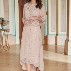 Together! Together Blush Beaded Hi Low Hem Dress -Outlet Seraph Dress Store Together Blush Beaded Hi Low Hem Dress17S555FRSP W01