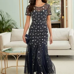 Together! Together Navy Beaded Maxi Dress -Outlet Seraph Dress Store Together Navy Beaded Maxi Dress44W563FRSP W01