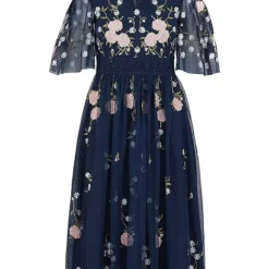 Together! Together Navy Embroidered Cold Shoulder Dress -Outlet Seraph Dress Store Together Navy Embroidered Cold Shoulder Dress65D044FRSC