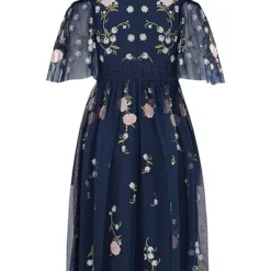 Together! Together Navy Embroidered Cold Shoulder Dress -Outlet Seraph Dress Store Together Navy Embroidered Cold Shoulder Dress65D044FRSC W01