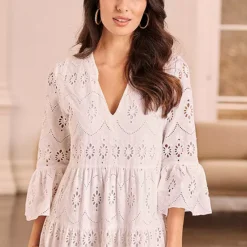 Together! Together White Broderie Anglaise Tunic Dress -Outlet Seraph Dress Store Together White Broderie Anglaise Tunic Dress97W838FRSP W01