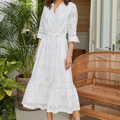 Together! Together White Broderie Shirt Dress -Outlet Seraph Dress Store Together White Broderie Shirt Dress48J237FRSP W01