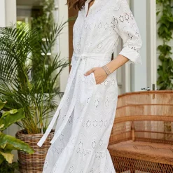 Together! Together White Broderie Shirt Dress -Outlet Seraph Dress Store Together White Broderie Shirt Dress48J237FRSP W03